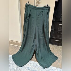Forever 21 Emerald green satin palazzo trousers